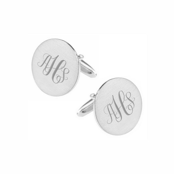 Zilveren Manchetknopen Rond met Monogram gravure - Sterling Zilver