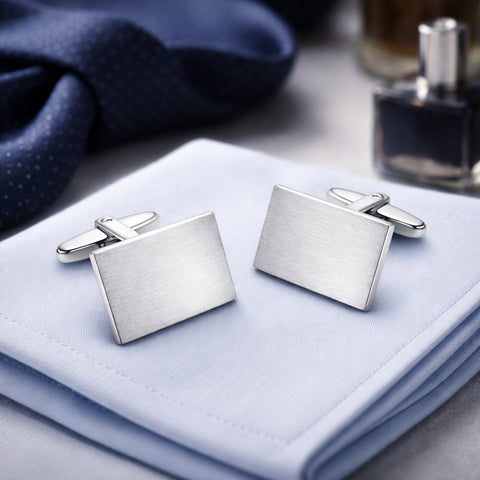 Zilveren Manchetknopen Rechthoek  - Sterling Zilver