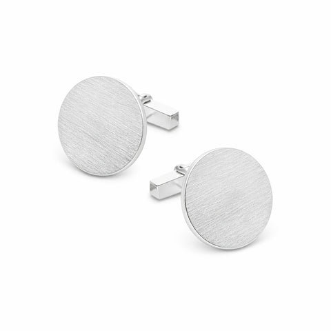 Zilveren Manchetknopen Rond Mat - Sterling Zilver