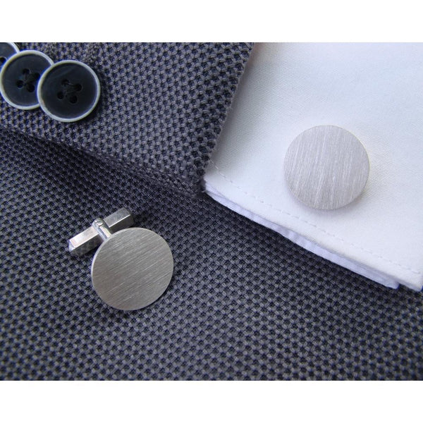 Zilveren Manchetknopen Rond met uw Familiewapen gravure- Sterling Zilver