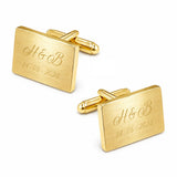 Manchetknopen Rechthoek Mat met Datum en Lettergravure - Goudkleurig