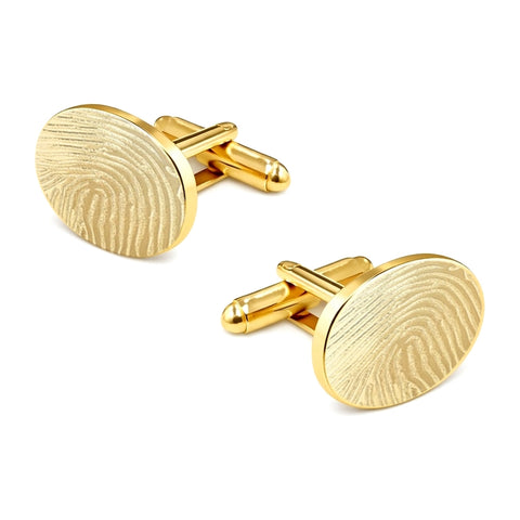 Manchetknopen Ovaal Glans met Vingerafdrukgravure - Goudkleurig