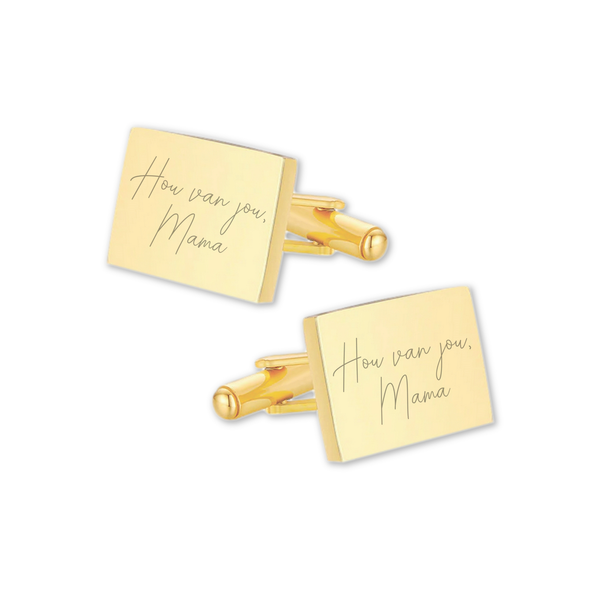 Manchetknopen Rechthoek Glans met gravure Handschrift - Goudkleurig