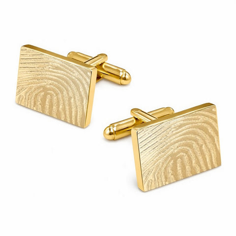Manchetknopen Rechthoek Glans met Vingerafdrukgravure - Goudkleurig