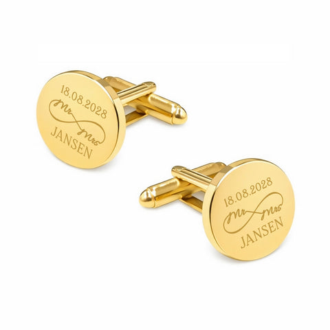 Mr & Mrs - Mr & Mr - Mrs & Mrs - gegraveerd met trouwdatum en achternaam - Goudkleurig