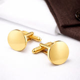 Manchetknopen Rond Glans met Lettergravure - Goudkleurig