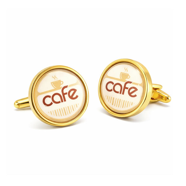 Manchetknopen met uw eigen Logo - Rond Goudkleurig