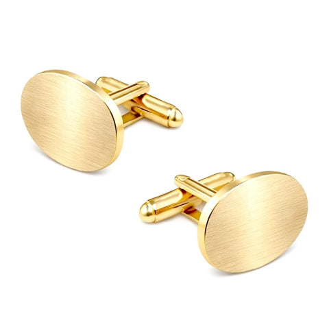 Manchetknopen Ovaal Mat met uw Familiewapen gravure - Goudkleurig