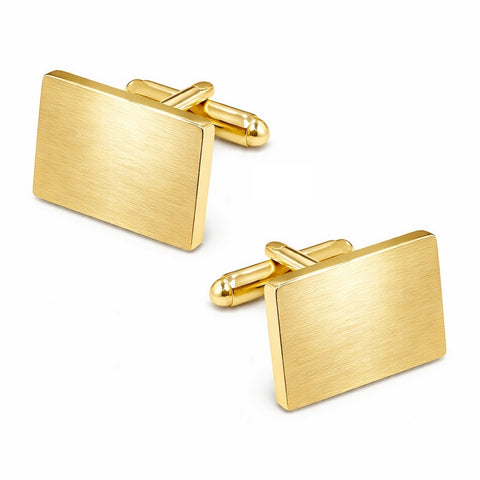 Manchetknopen Rechthoek Mat met uw Familiewapen gravure - Goudkleurig