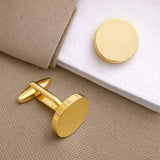 Manchetknopen Rond Glans met Lettergravure - Goudkleurig