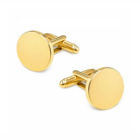 Manchetknopen Rond Glans met uw Familiewapen gravure - Goudkleurig