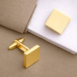 Manchetknopen Vierkant Glans met initialen streep - Goudkleurig