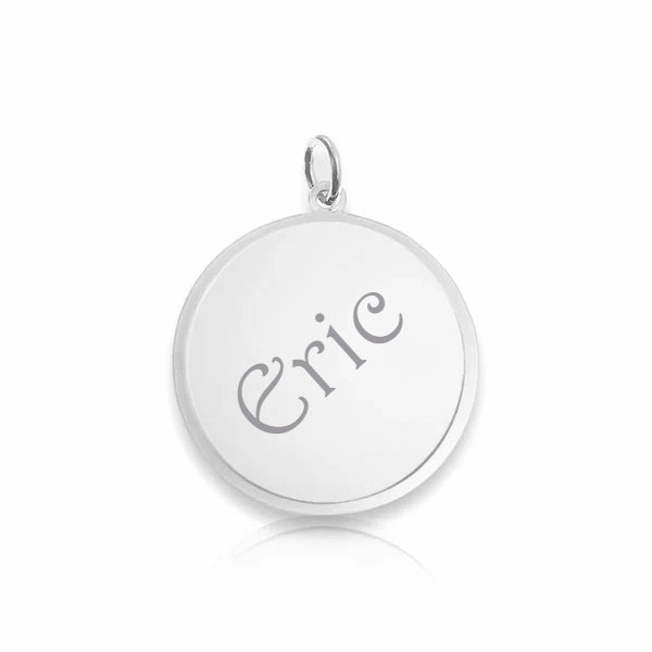 Graveerhanger Rond glans 20 mm 925/1000 Zilver - inclusief lettergravure