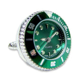 Manchetknopen met Echt Werkend Horloge - Groen met Groene wijzerplaat Quartz (Ø 2,5 cm)