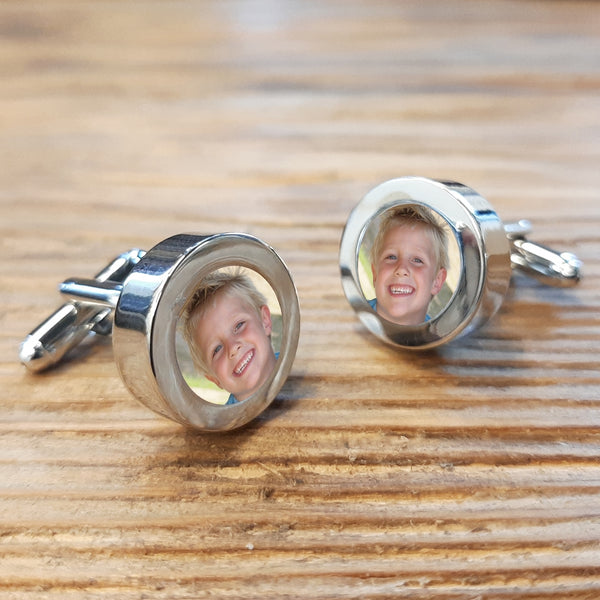 Manchetknopen met eigen Foto/haarlok - Medaillon systeem
