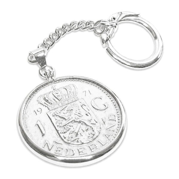 Zilveren sleutelhanger met Nederlandse Gulden 1971