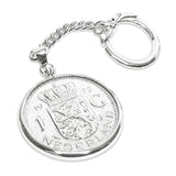 Zilveren sleutelhanger met Nederlandse Gulden 1972
