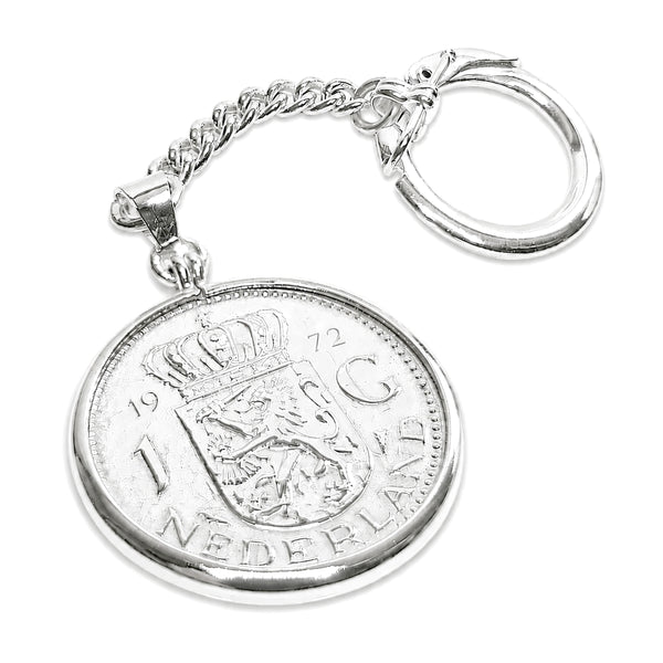 Zilveren sleutelhanger met Nederlandse Gulden 1972