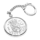 Zilveren sleutelhanger met Nederlandse Gulden 1980