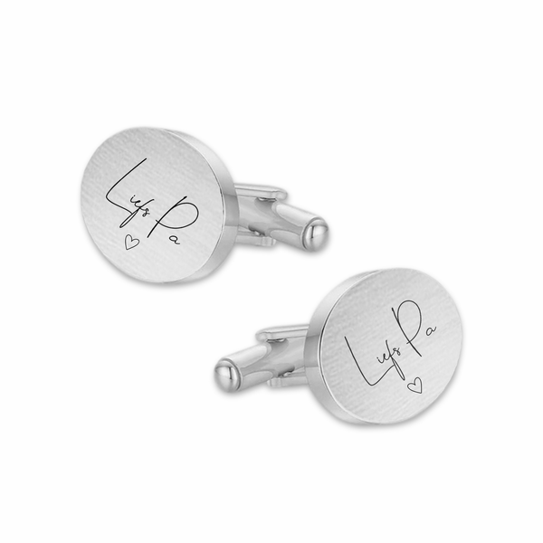 Manchetknopen Ovaal Mat met gravure Handschrift - Zilverkleurig