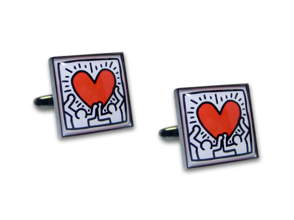 Kunst Manchetknopen Keith Haring - Heart - Antraciet Mechaniek