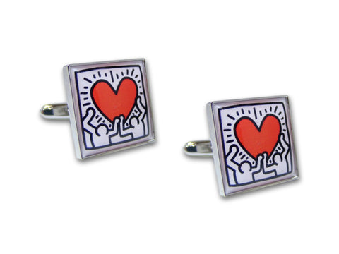 Kunst Manchetknopen Keith Haring - Heart - Antraciet Mechaniek