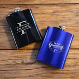 Heupfles Zwart Hoogglans inclusief Naamgravure in Kader