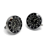 Manchetknopen met Echt Werkend Horloge - Zwart met met Zwarte Wijzerplaat Quartz (Ø 2,5 cm)