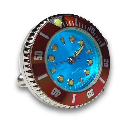 Manchetknopen Horloge Quartz Aqua (Echt werkend)