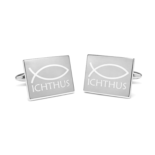 Manchetknopen Ichthus Gegraveerd - Zilverkleurig