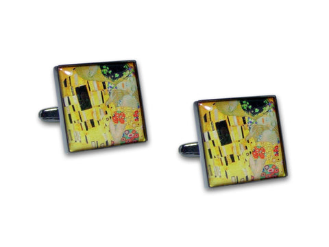Kunst Manchetknopen Gustav Klimt - The Kiss - Goudkleurig Mechaniek