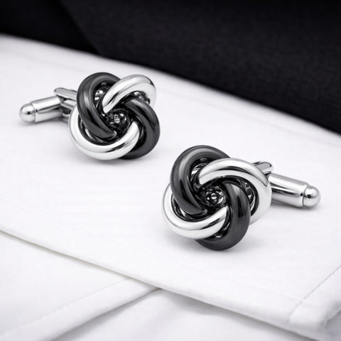 Manchetknopen Classic Rope Zilverkleurig & Antraciet