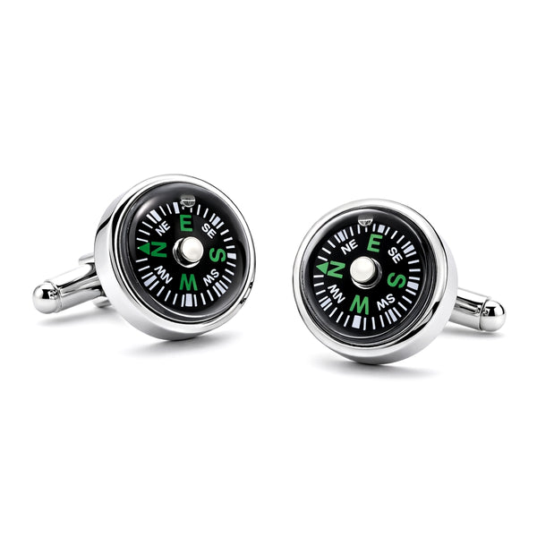 Manchetknopen Kompas Groen (echt werkend)