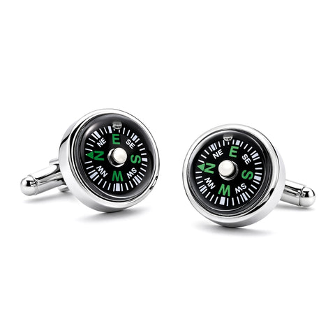 Manchetknopen Kompas Groen (echt werkend)