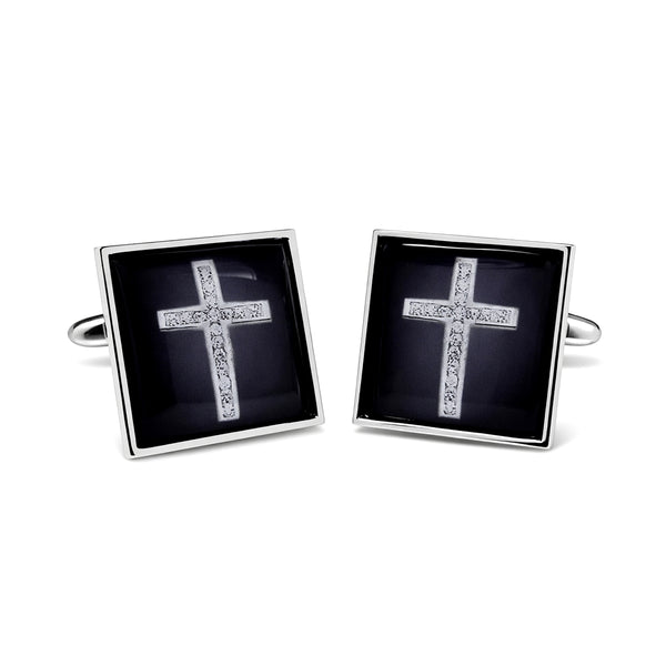 Manchetknopen Kruis Zwart