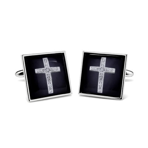 Manchetknopen Kruis Zwart