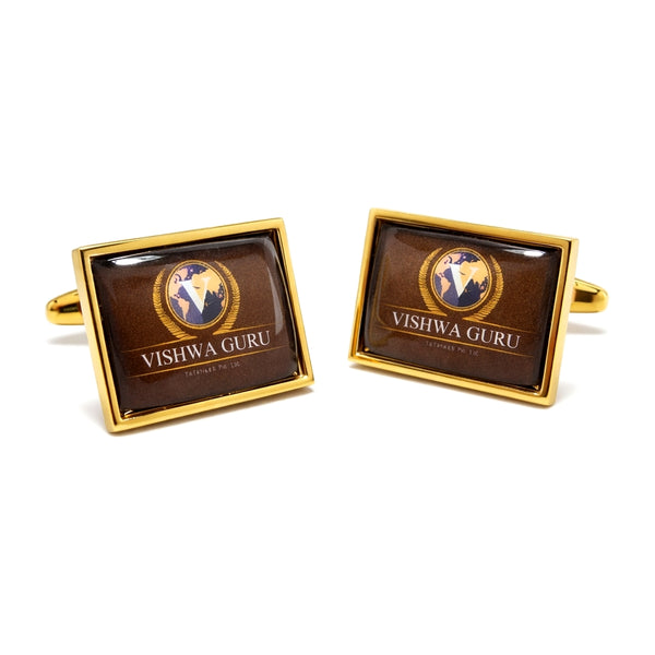 Tijdelijk niet leverbaar - Manchetknopen met uw eigen Logo - Rechthoek Goudkleurig