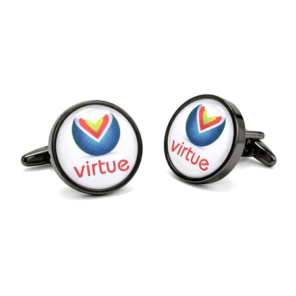 Manchetknopen met uw eigen Logo - Rond Antraciet