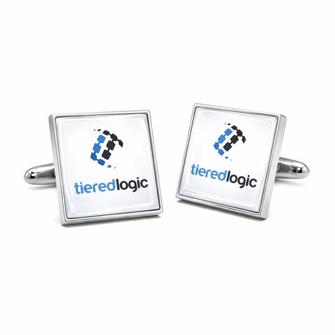Manchetknopen met uw eigen Logo - Vierkant Zilverkleurig