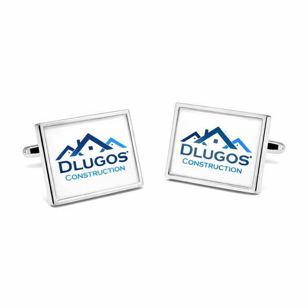 Tijdelijk niet leverbaar - Manchetknopen met uw eigen Logo - Rechthoek Zilverkleurig