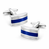 Manchetknopen rechthoek Royal Blue - Zilverkleurig