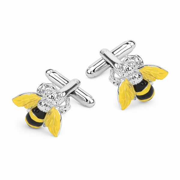 Manchetknopen Levensechte Bij - zwart/geel