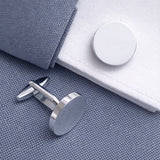 Manchetknopen Rond Glans met uw Familiewapen gravure - Zilverkleurig