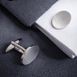 Manchetknopen Ovaal Mat met Datum en Lettergravure- Zilverkleurig