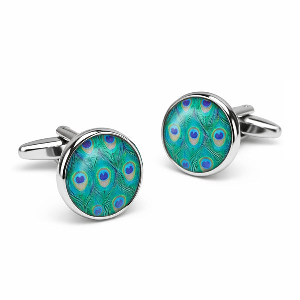 Manchetknopen Pauwenogen Veer