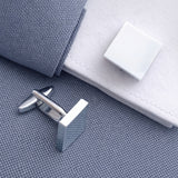 Manchetknopen Vierkant Glans met Lettergravure - Zilverkleurig