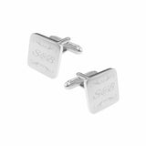 Manchetknopen Vierkant Glans afgeronde hoeken met Lettergravure met ornament - Zilverkleurig