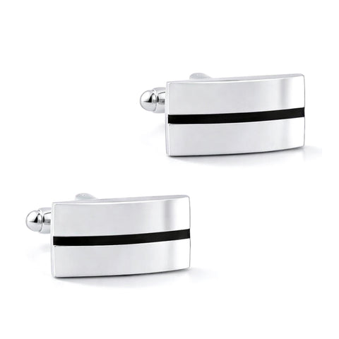 Manchetknopen Stripe Black Glans