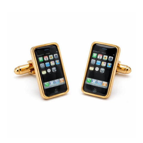 Manchetknopen Smartphone goudkleurig