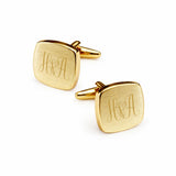 Vanaf 1 mei leverbaar  - Manchetknopen Vierkant Mat afgeronde hoeken met Monogram gravure  - Goudkleurig